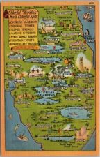 c1940s Florida STATE MAP Postcard 