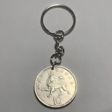 Authentic 1968 UK 10 Pence Coin Keyring. Great Gift 🎁 picture