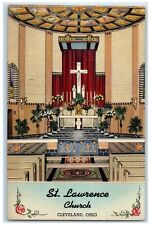 c1940 St. Lawrence Church Chapel Altar Exterior Building Cleveland Ohio Postcard picture