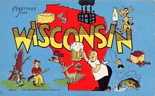 Wisconsin WI Greetings From Larger Not Large Letter 14521N-C.M.1 Linen Postcard picture