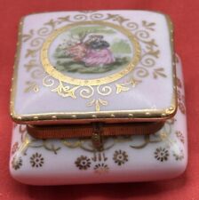 Arnart Imports Porcelain Trinket Courting Couple Pink Box 1950's picture