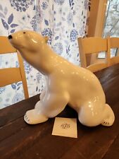 Russian Lomonosov Porcelain Large Sitting Polar Bear 10 1/2 MINT picture