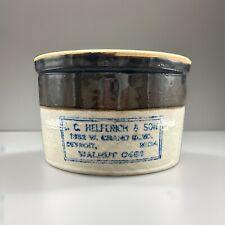 Vintage Stoneware Butter Crock Dairy - J. C. Helferich & Sons Detroit Michigan picture