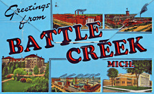 1951 Battle Creek Michigan MI Folder 15 views Vintage Postcard READ picture