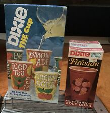 Vintage DIXIE Fireside CUP Cold Cups In Box & 80ct Lemonade Iced Tea Fruit 70’s picture