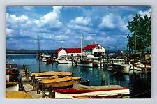 Burlington VT-Vermont, Streamline Ferry Terminal, Yacht Basin, Vintage Postcard picture