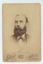 Antique c1880s ID'd Cabinet Card John M. Akerman With Thick Beard Boston, MA picture