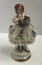 Dresden Lace Little Girl Figurine MV Muller & Co Volkstedt Germany  5 in picture