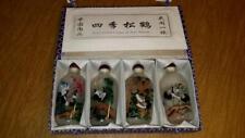 SET OF 4 SNUFF BOTTLES REVERSE GLASS PAINTINGS CRANES OF FOUR SEASONS picture