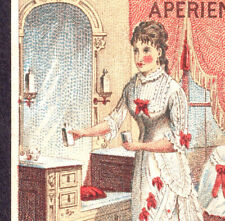 Victorian Dresser & Mirror 1800's Headache Cure Ad Tarrants Seltzer Trade Card picture