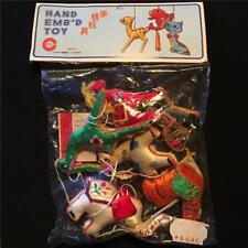 Vtg Chinese Embroidered Silk Toy Ornament Pkg of 6 Xmas Chicken Rare NOS Sealed picture