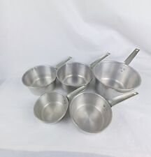 Wear Ever Aluminum Set Of 5 Pots with Riveted Handles Vintage Measure On Side picture