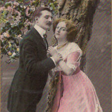 Vintage 1900s Man Woman In Love Romance Valentine Day Greeting Postcard #1 picture