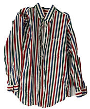  Budweiser Multi Color Stripe Men's Shirt L Long Sleeve Botton up 100% Cotton picture