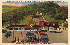 Bill's Place Lincoln Highway Pennsylvania Smallest Post Office Gas Pumps c1940 picture
