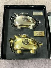 HARLEY DAVIDSON 25th & 50th ANNIVERSARY METAL HOG PIGGY BANKS #838 GOLD/SILVER picture
