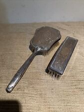 Vintage Art Deco Delina Vanity Set Silver Plated Hair Dress Clothes Brush  picture