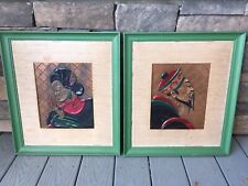 Coppercraft Of Hollywood Vtg 40s Hand Painted Oriental Framed Raised Relief Art picture