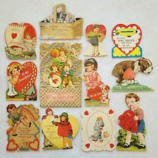 Vintage Valentines Cards LOT of 12 Used 20s-50s Die Cut Germany USA Ephemera 1B picture