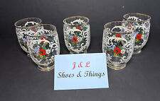 Vintage Hand Painted Raised Floral (5) Juice Glasses 3 7/8” EUC picture
