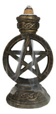 Celtic Witchcraft Wicca Sacred Pentagram Circle Backflow Incense Burner Figurine picture