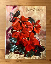 Vtg 1970s PARACHROME Poinsettia Christmas Greeting Card UNUSED Paramount 60s picture