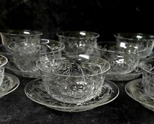8 Thomas Webb Antique Cut Glass Rock Crystal Finger Bowls & Under Plates picture