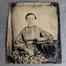 1 Antique Tintype Photo Woman Posed With Book C 1905. ZZ picture