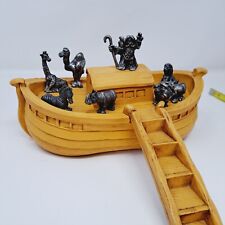 Noah's ark with pewter animals figurines and Noah picture