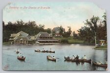 Postcard Canoeing on the Charles at Riverside, Massachusetts Vintage picture
