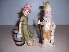 Vintage Norleans Pottery Ma & Pa Hillbilly Figurines - Drunk Woman Rabbit Hunter picture