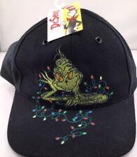 1997 Dr. Seuss Embroidered GRINCH Christmas Black Cap NWT Adjustable picture