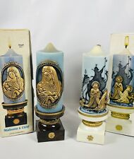 Kitsch Jasco Madonna And Child & Holiday Elegance Pillar Candles W Stand In Box picture