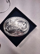 Western Flower Swirl Design Montana Silversmiths Numbered Large Belt Buckle picture