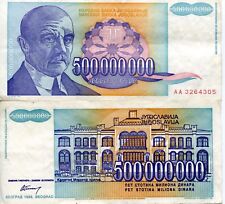 FRJ Jovan Cvijić Yugoslavia 1993 500000000 Dinar Dinara Yugoslav Wars Banknote   picture