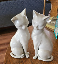 Pair of Vintage Otagiri Porcelain Tall White Cat Figurine Japan picture