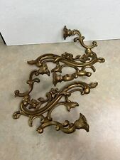 Vintage Pair Dart # 3831 Hollywood MCM Ornate Gold Wall Sconce Candle Holders picture