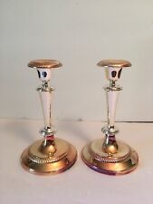 Vintage Pair Silver Plated 7.5” Candle Holders picture