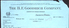 1913 B F Goodrich  Company Akron Rubber Works Billhead AKRON OH  K198 picture