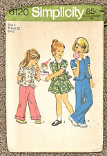 Vintage 1973 Simplicity Pattern #6120 Girl's Size 4 Top, Skirt, Pants  picture