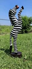 Hand Carved Zebra Standing on Hind Legs Black and White 39