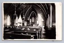 American Protestant Church Interior RPPC Antique Real Photo Postcard ~1910s picture