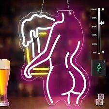 Dimmable Beer Lady Neon Sign USB Powered Man Cave Bar Night Club Pub Wall Decor picture