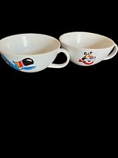 Vintage Kellogg's Ceramic Cereal Bowls W/ Handles. Tony Tiger & Toucan Sam. 1999 picture
