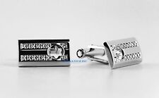 MONTBLANC STERLING SILVER SKELETON CUFFLINKS 3 RINGS DIAMOND NEW BOX 104486 picture