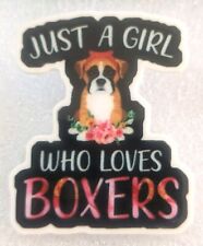JUST A GIRL WHO LOVES BOXERS Dog Fun Flat Acrylic Pin Tac Jewelry picture