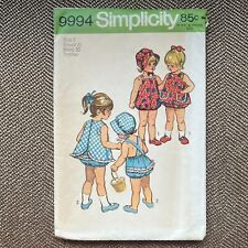1970s VINTAGE Simplicity 9994 Toddlers Play Suit Bonnet Pinafore Size 2 NEW picture