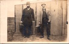 RPPC Postcard Travelers with Suitcases Dressed in Suits & Hat c.1907-1914   Q458 picture