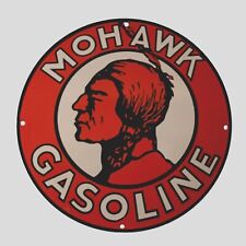 VINTAGE MOHAWK GASOLINE 1979 OIL PORCELAIN  GAS PUMP  SIGN picture
