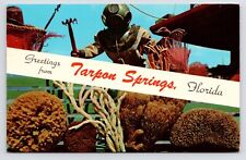 c1960s~Greek Sponge Scuba Diver~Coral~Tarpon Springs~Florida FL~Vintage Postcard picture
